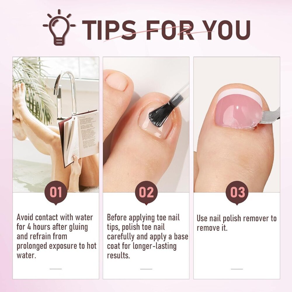 French Toe Nail Press Ons 312pcs Peach Pink Full Cover Toe Nail Tips Press On Na - Picture 7 of 8